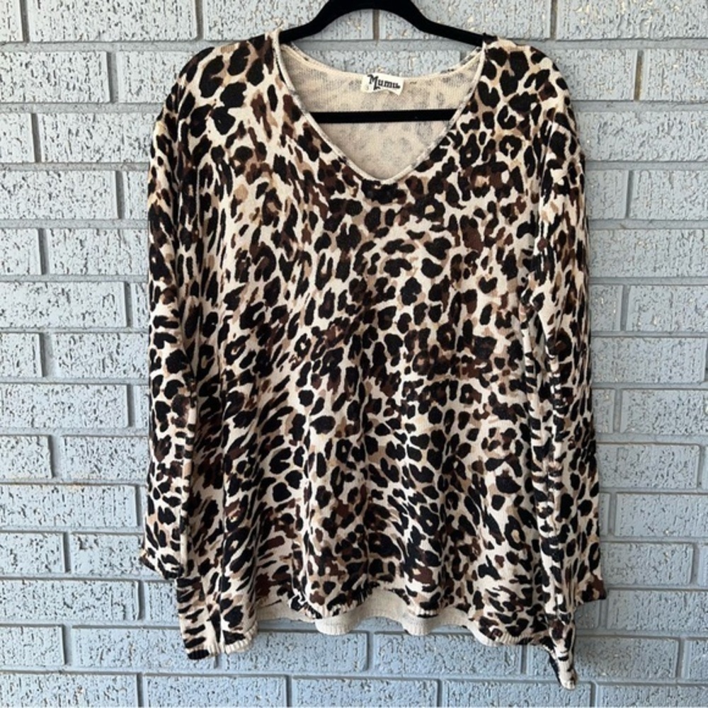 Show Me Your Mumu Cheetah Leopard Print Knit Overtop Sweater Shirt Size Small